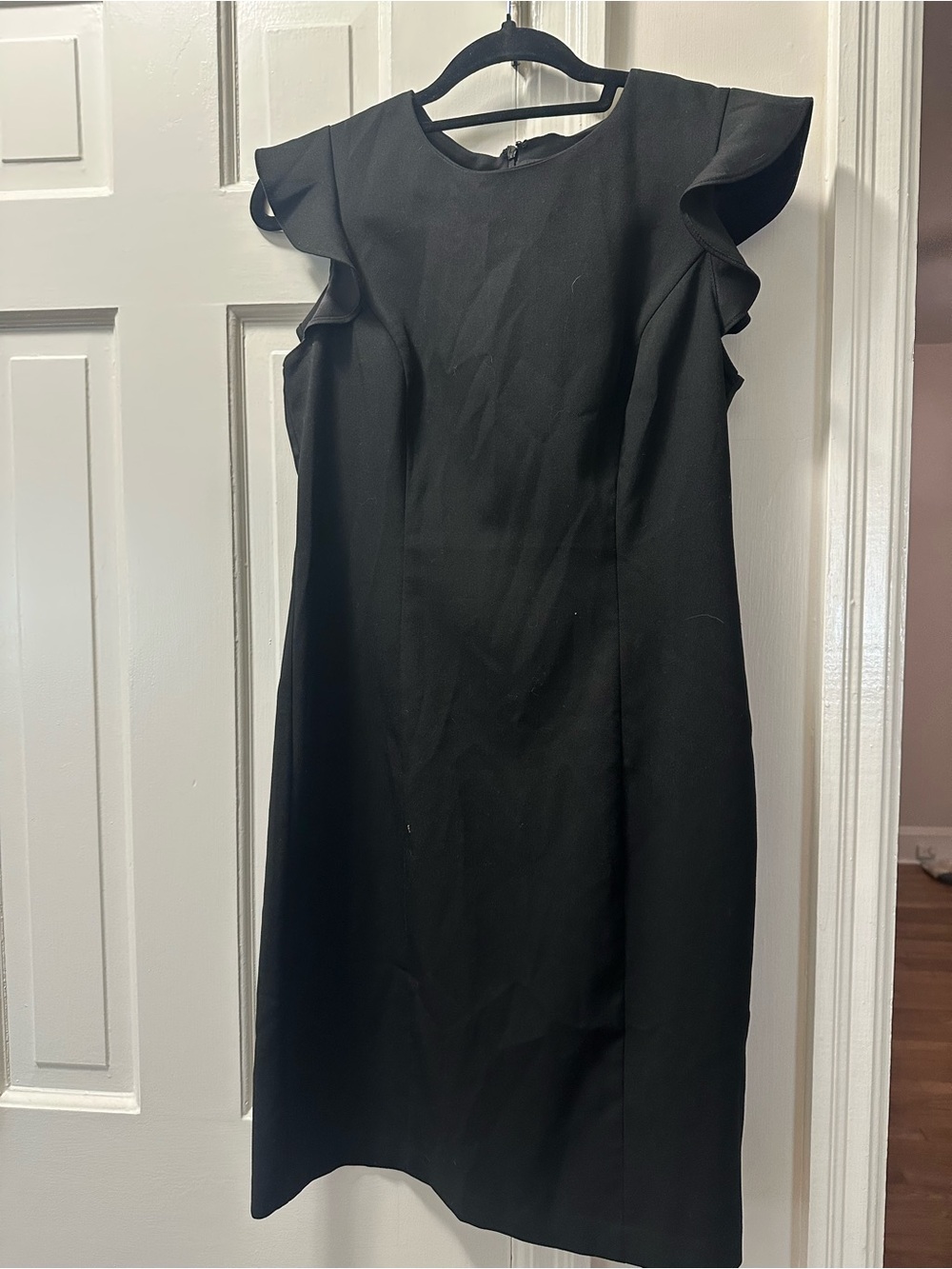 White House Black Market Black Ruffle-Sleeve Midi Dress
